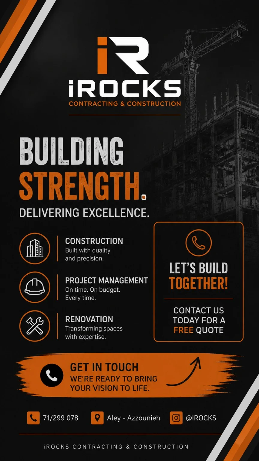 iRocks construction advertisement