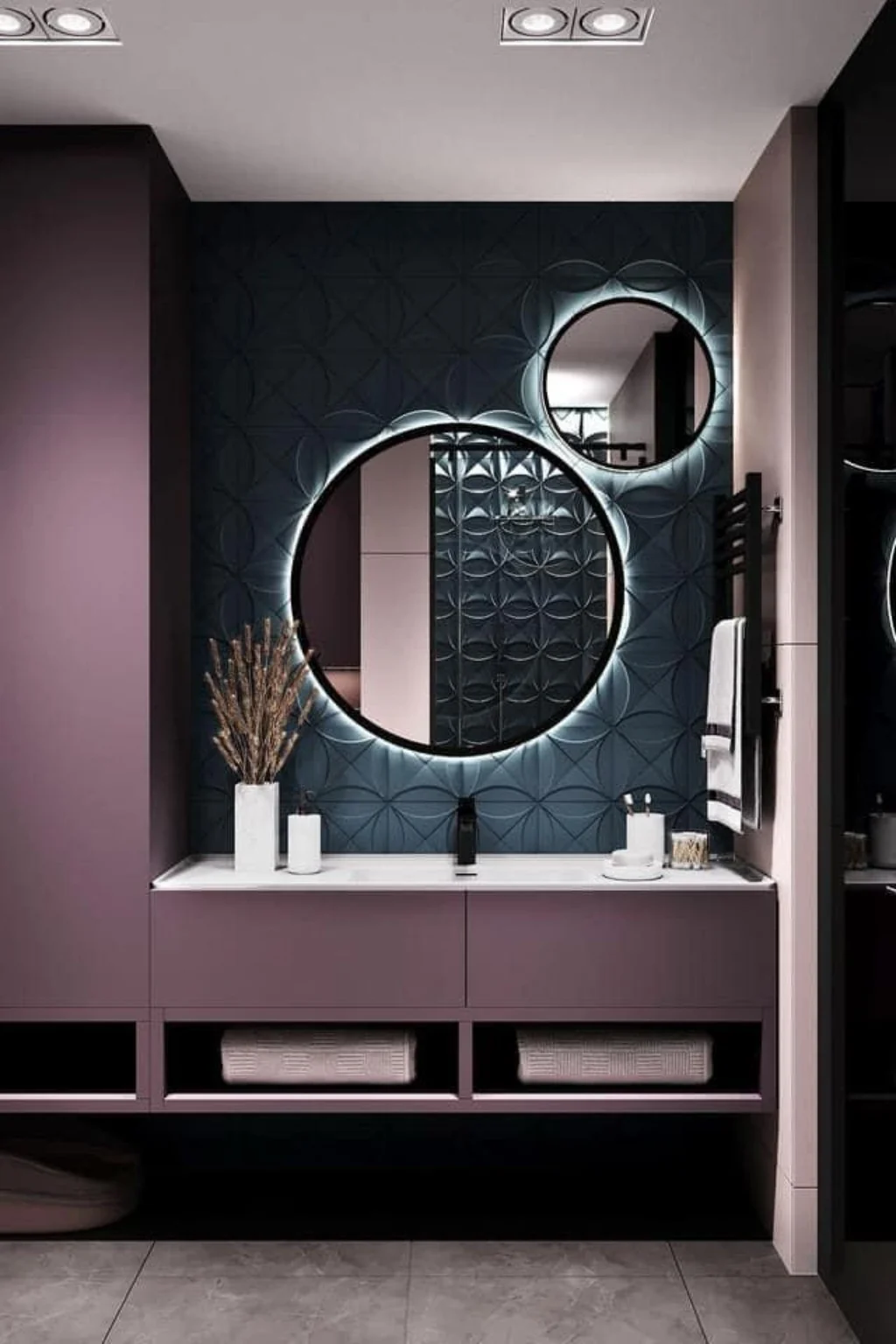 Geometric bathroom vanity interior