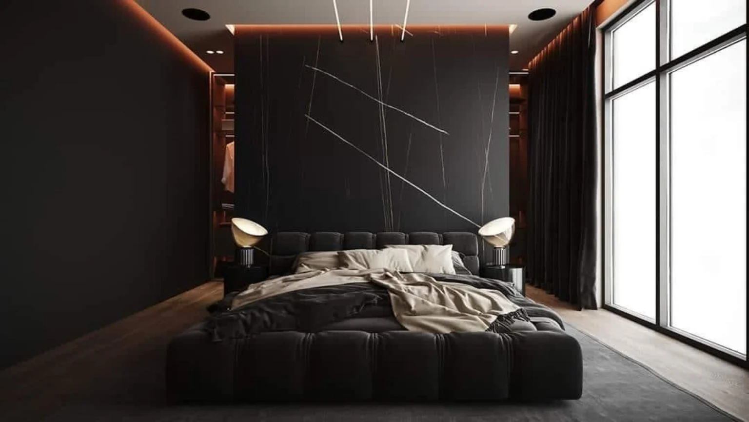 Dark luxury bedroom interior