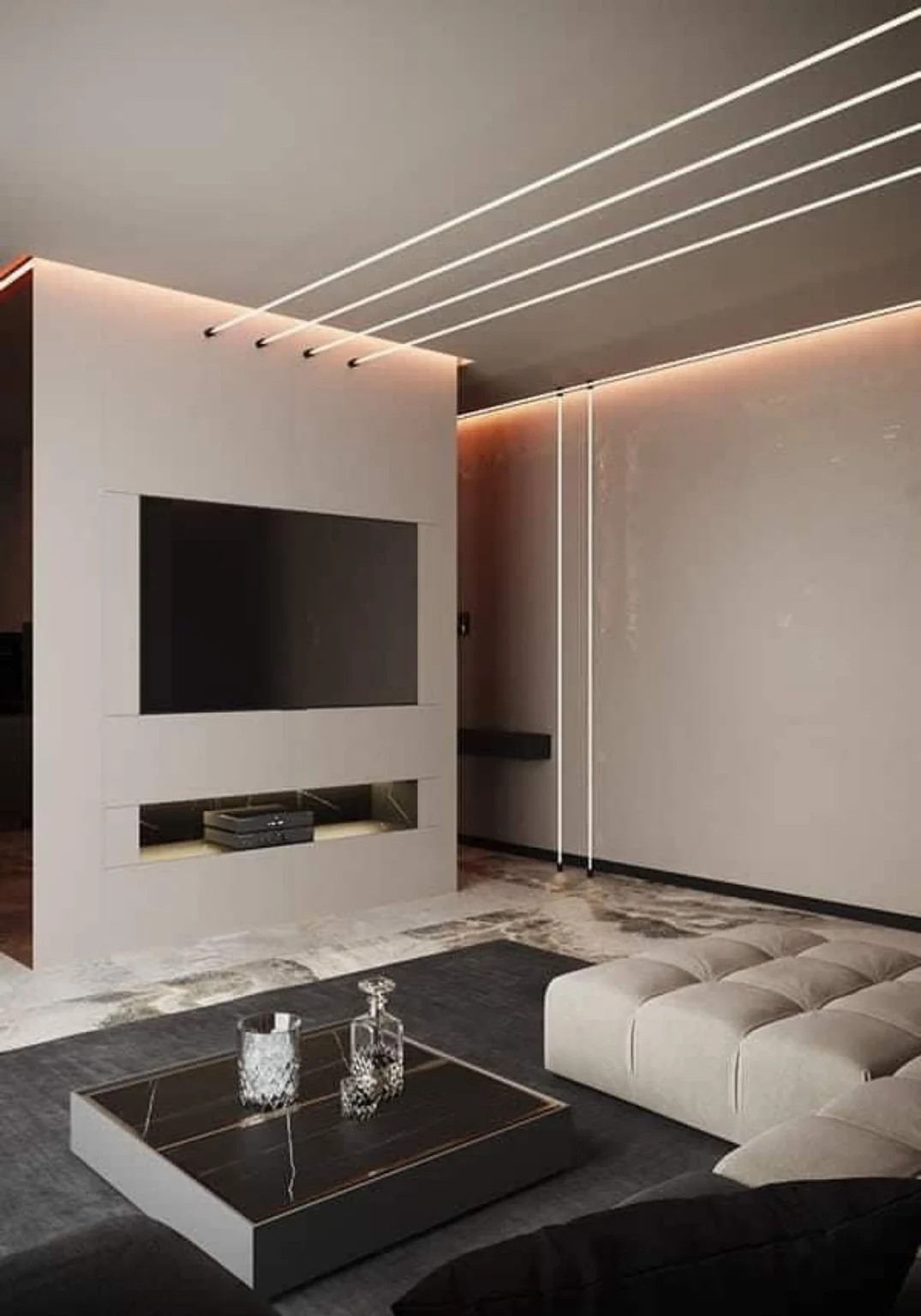 Modern TV wall and living interior