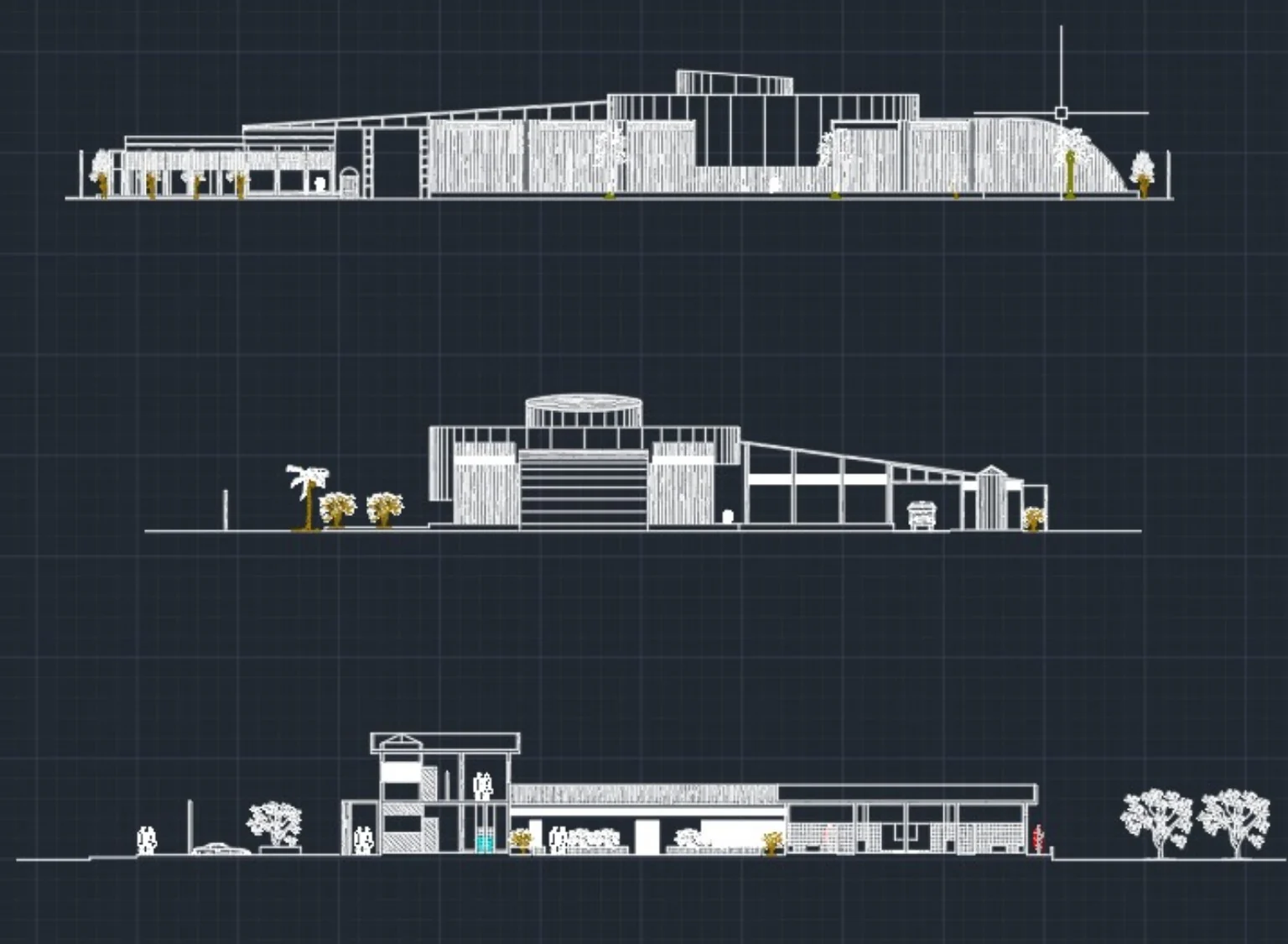 Architectural elevations and section drawings
